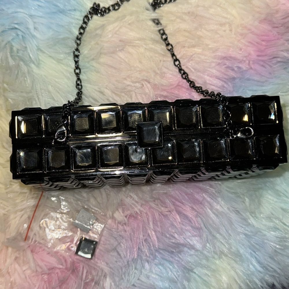 CRYSTAL METAL CLUTCH EVENING BAG y3k - Picture 5 of 8